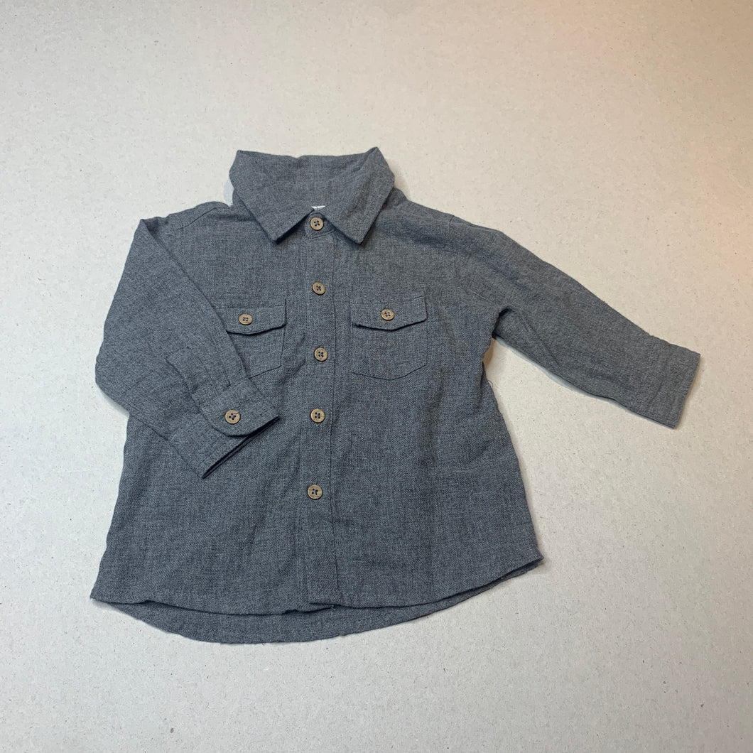 Boys Anko, grey cotton long sleeve shirt, EUC, size 0,  