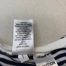 Load image into Gallery viewer, unisex Target, navy stripe cotton zip coverall / romper, EUC, size 000,  