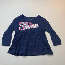Load image into Gallery viewer, Girls H&amp;T, navy long sleeve top, sequins, GUC, size 1,  