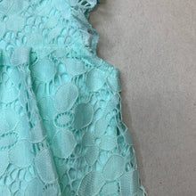 Load image into Gallery viewer, Girls Baby Berry, aqua floral lace romper dress, EUC, size 00,  