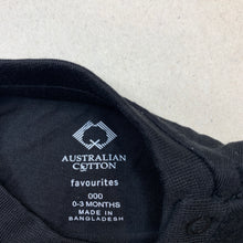 Load image into Gallery viewer, Girls Favourites, black Aus cotton t-shirt / top, EUC, size 000,  