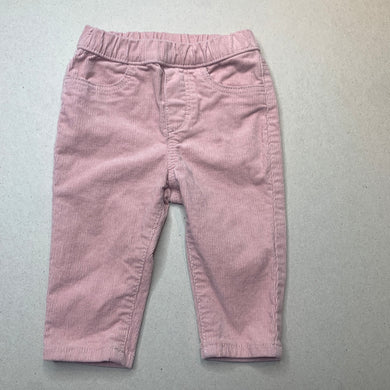 Girls H&M, pink stretchy corduroy pants, elasticated, FUC, size 00,  