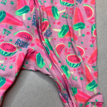 Load image into Gallery viewer, Girls Tradie, Frosty Fruits stretchy zip romper, GUC, size 000,  