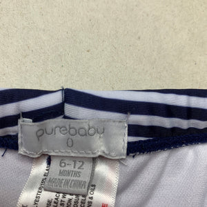 Boys purebaby, striped swim shorts, elasticated, EUC, size 0,  