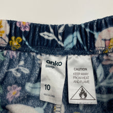 Load image into Gallery viewer, Girls Anko, soft fleece floral pyjama pants, elasticated, GUC, size 10,  