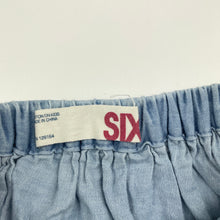 Load image into Gallery viewer, Girls Cotton On, embroidered chambray cotton skirt, elasticated, L: 30cm, GUC, size 6,  