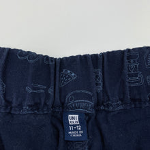 Load image into Gallery viewer, Boys Uniqlo, navy cotton shorts, elasticated, GUC, size 11-12,  