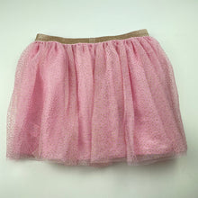 Load image into Gallery viewer, Girls pink, &amp; gold glitter party skirt, elasticated, L: 32cm, GUC, size 8,  