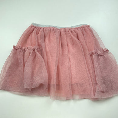 Girls Lily & Dan, lined pink tulle party skirt, elasticated, L: 31cm, FUC, size 5-6,  