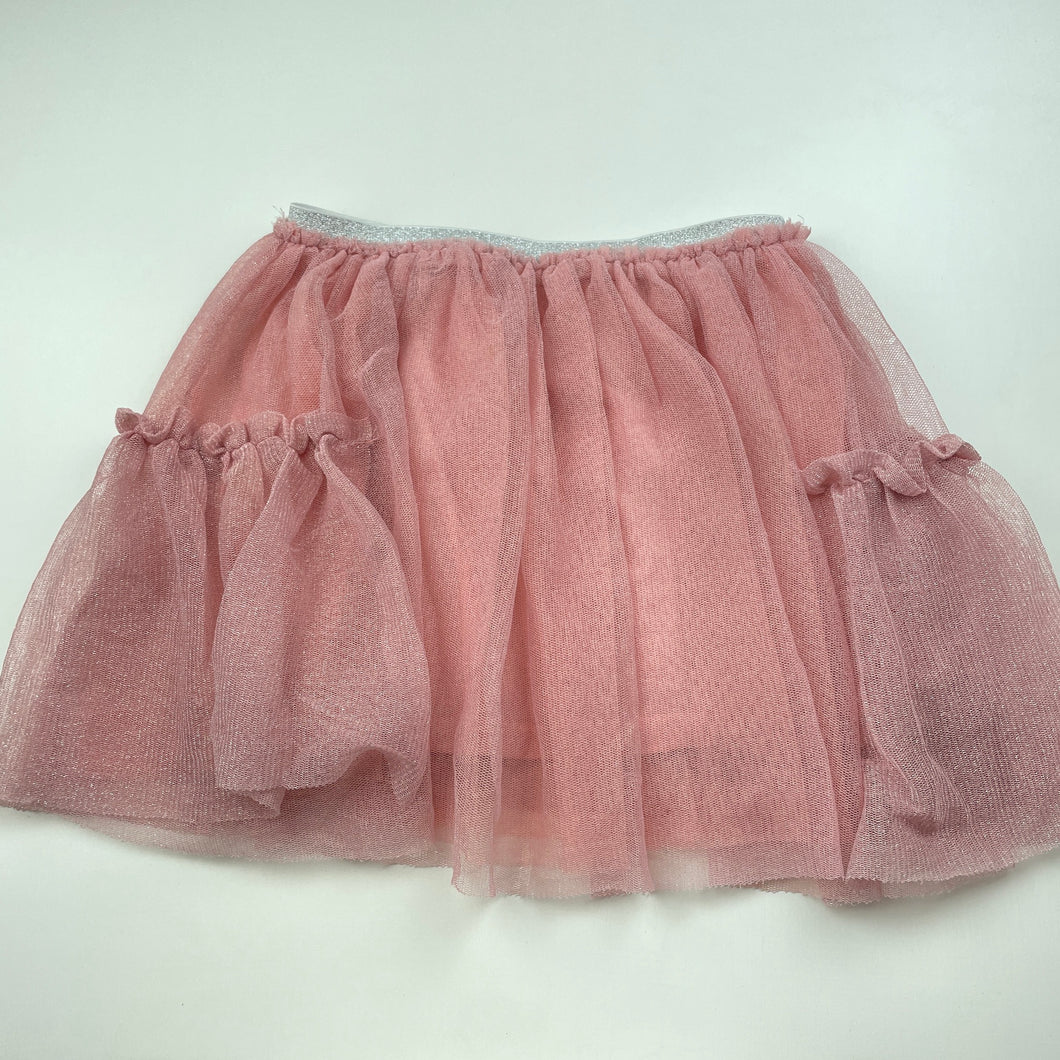 Girls Lily & Dan, lined pink tulle party skirt, elasticated, L: 31cm, FUC, size 5-6,  