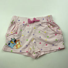 Load image into Gallery viewer, Girls Bluey, pink cotton shorts, elasticated, GUC, size 2,  