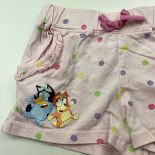 Load image into Gallery viewer, Girls Bluey, pink cotton shorts, elasticated, GUC, size 2,  