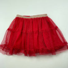 Load image into Gallery viewer, Girls Anko, lined red tulle &amp; gold glitter skirt, elasticated, L: 28cm, GUC, size 4,  