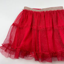 Load image into Gallery viewer, Girls Anko, lined red tulle &amp; gold glitter skirt, elasticated, L: 28cm, GUC, size 4,  