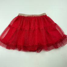 Load image into Gallery viewer, Girls Anko, lined red tulle &amp; gold glitter skirt, elasticated, L: 28cm, GUC, size 4,  