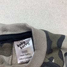 Load image into Gallery viewer, Boys Baby Berry, fleece lined camo print sweater / jumper, EUC, size 0000,  