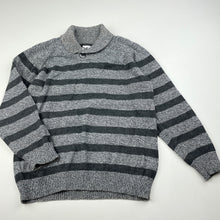 Load image into Gallery viewer, Boys H&amp;T, grey stripe knitted cotton sweater / jumper, GUC, size 4,  