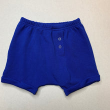 Load image into Gallery viewer, unisex Sooki Baby, royal blue lightweight shorts, elasticated, EUC, size 1,  
