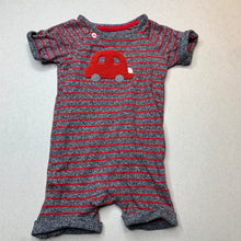 Load image into Gallery viewer, Boys Mothercare, striped cotton romper, car, GUC, size 000,  