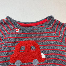 Load image into Gallery viewer, Boys Mothercare, striped cotton romper, car, GUC, size 000,  