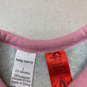Girls Baby Berry, soft fleece winter pyjama top, FUC, size 1,  