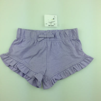 Girls Kids & Co, purple soft cotton short, elastcated, NEW, size 000
