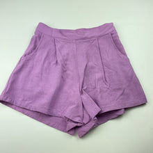 Load image into Gallery viewer, Girls Mango, purple linen/viscose shorts, elasticated, FUC, size 12,  