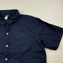 Load image into Gallery viewer, Boys Anko, navy linen / cotton short sleeve shirt, GUC, size 14,  