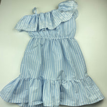 Load image into Gallery viewer, Girls Cotton On, blue &amp; white lightweight asymmetrical dress, EUC, size 6, L: 65cm