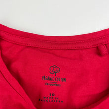 Load image into Gallery viewer, Girls Favourites, red organic cotton t-shirt / top, EUC, size 10,  