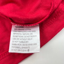 Load image into Gallery viewer, Girls Favourites, red organic cotton t-shirt / top, EUC, size 10,  
