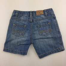 Load image into Gallery viewer, Boys Mayoral Co, blue denim jean shorts, elasticated, GUC, size 1