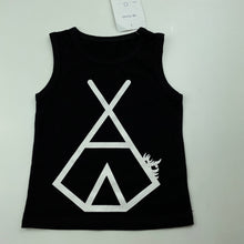 Load image into Gallery viewer, Boys Milk Threads, black singlet / tank top, camping, NEW, size 0,  