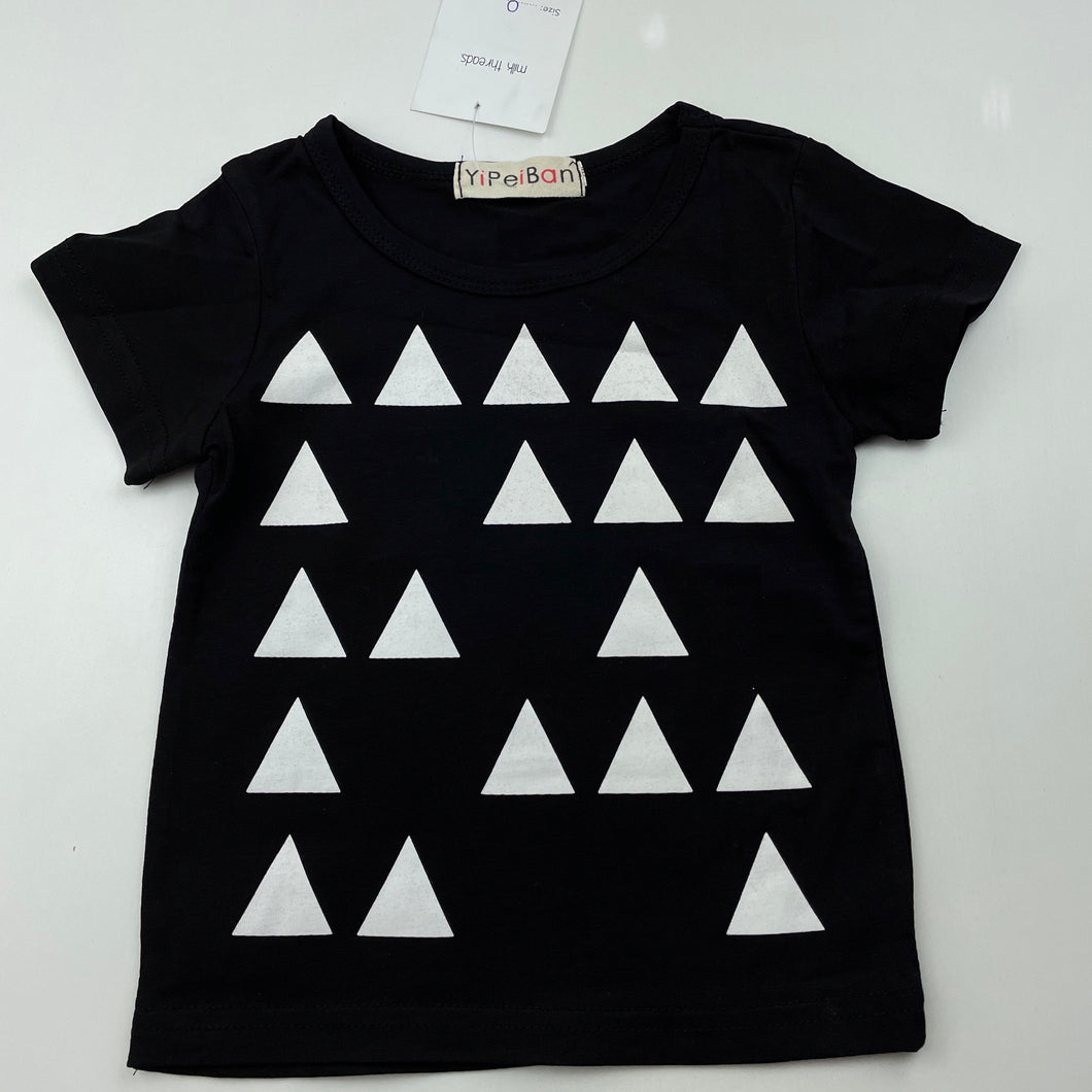 Boys YiPeiBan, black & white t-shirt / top, NEW, size 0,  