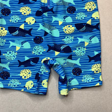 Load image into Gallery viewer, Boys blue, all-in-one rashie suit, sharks, no labels, GUC, size 0-1,  