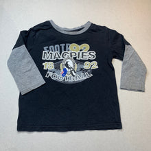Load image into Gallery viewer, Boys Official AFL, Collingwood Magpies cotton long sleeve top, FUC, size 3,  