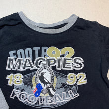Load image into Gallery viewer, Boys Official AFL, Collingwood Magpies cotton long sleeve top, FUC, size 3,  