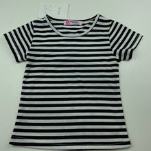 Load image into Gallery viewer, unisex Vogue Fashion, lightweight black &amp; white stripe t-shirt / top, NEW, size 2,  