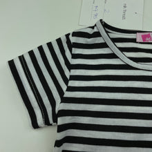 Load image into Gallery viewer, unisex Vogue Fashion, lightweight black &amp; white stripe t-shirt / top, NEW, size 2,  