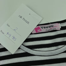 Load image into Gallery viewer, unisex Vogue Fashion, lightweight black &amp; white stripe t-shirt / top, NEW, size 2,  