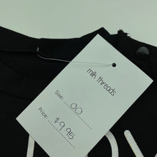 Load image into Gallery viewer, unisex Milk Threads, black lightweight t-shirt / top, NEW, size 00,  