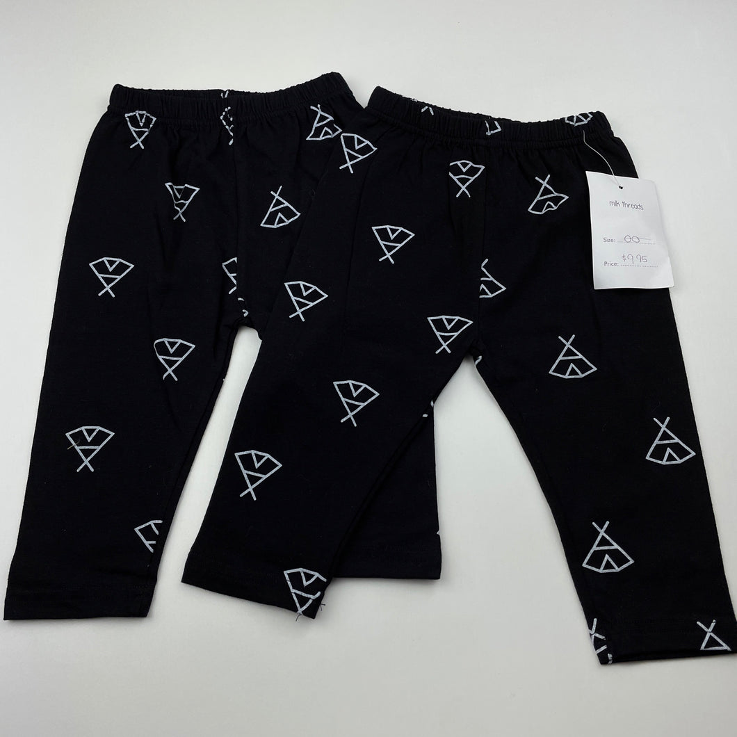 unisex Milk Threads, set of 2 leggings / bottoms, elasticated, NEW, size 00,  