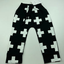Load image into Gallery viewer, unisex Milk Threads, black &amp; white pants / bottoms, elasticated, NEW, size 1,  