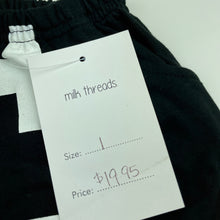 Load image into Gallery viewer, unisex Milk Threads, black &amp; white pants / bottoms, elasticated, NEW, size 1,  