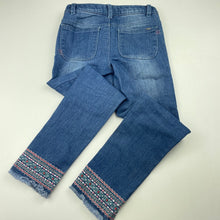 Load image into Gallery viewer, Girls Piping Hot, embroidered stretch denim jeans, adjustable, Inside leg: 48cm, GUC, size 5,  