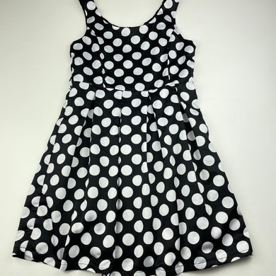 Girls Target, lined black & white spot party dress, FUC, size 9, L: 67cm