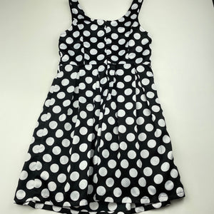 Girls Target, lined black & white spot party dress, FUC, size 9, L: 67cm