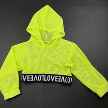 Load image into Gallery viewer, Girls fluoro, mesh cropped hooded top, EUC, size 3,  