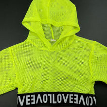 Load image into Gallery viewer, Girls fluoro, mesh cropped hooded top, EUC, size 3,  