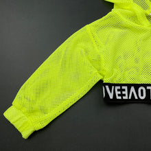 Load image into Gallery viewer, Girls fluoro, mesh cropped hooded top, EUC, size 3,  